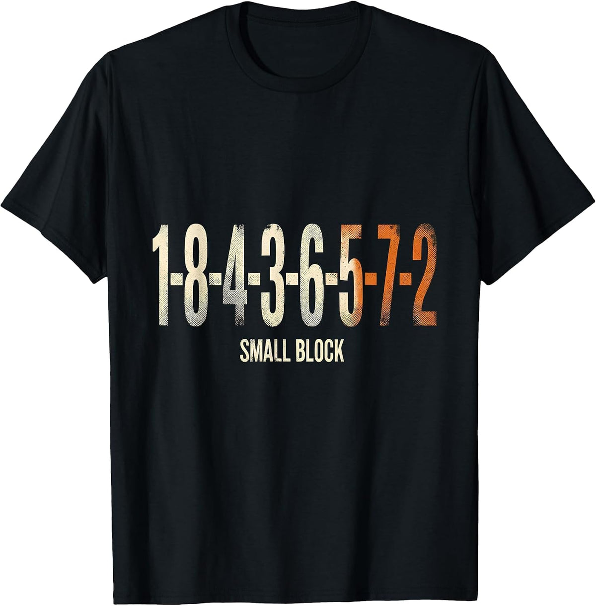 Men's 1-8-4-3-6-5-7-2 Small Block Funny Mechanic Car Engine Humor T-Shirt - Black