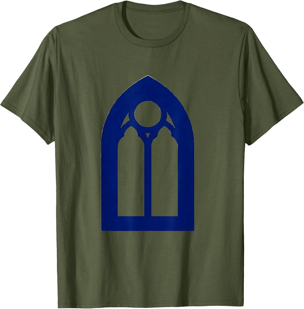 Men's Stained Glass Radiant Sun Faith Graphic Design T-Shirt - Olive Green