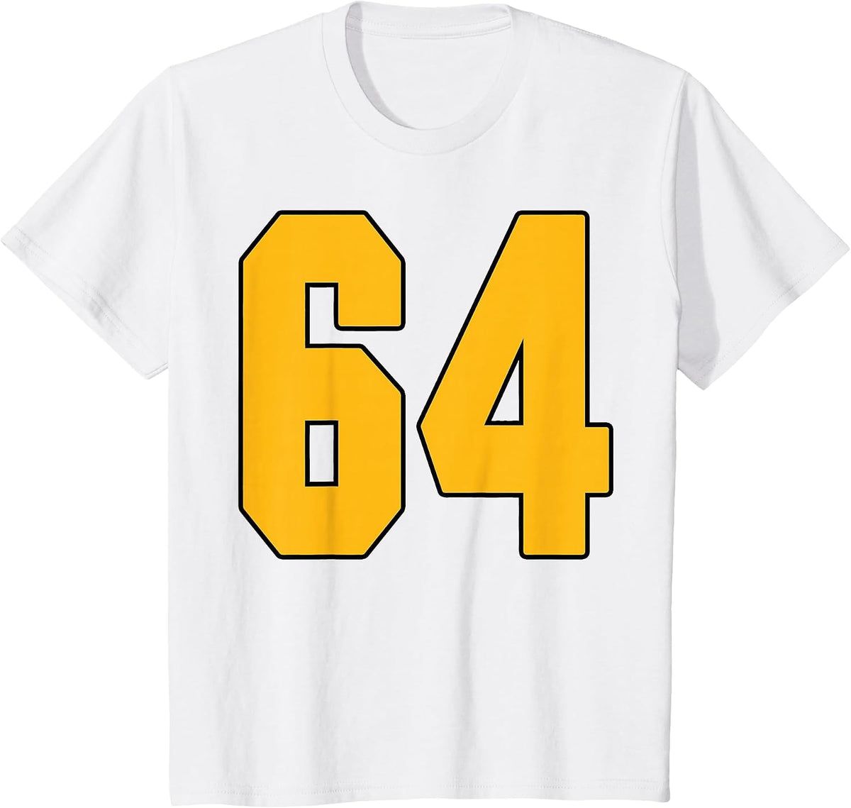 Gold Number 64 Jersey Big #64 Uniform Favorite Player T-Shirt - White