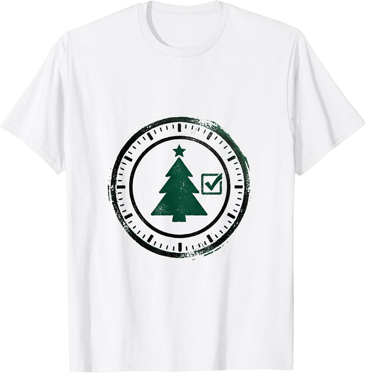 Men's Christmas Tree Stamp Military Veteran Holiday T-Shirt - White