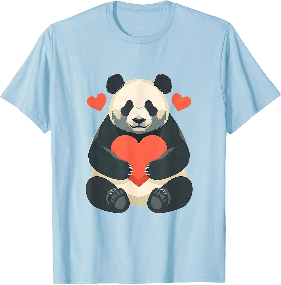 Panda Hug Heart Cute Animal Valentine Gift T-Shirt - Baby Blue