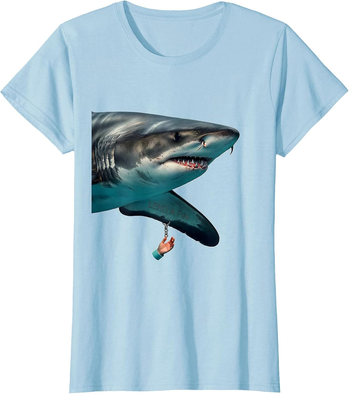 Lend A Fin Midcentury Modern Funny Shark Lover Marine T-Shirt - Baby Blue