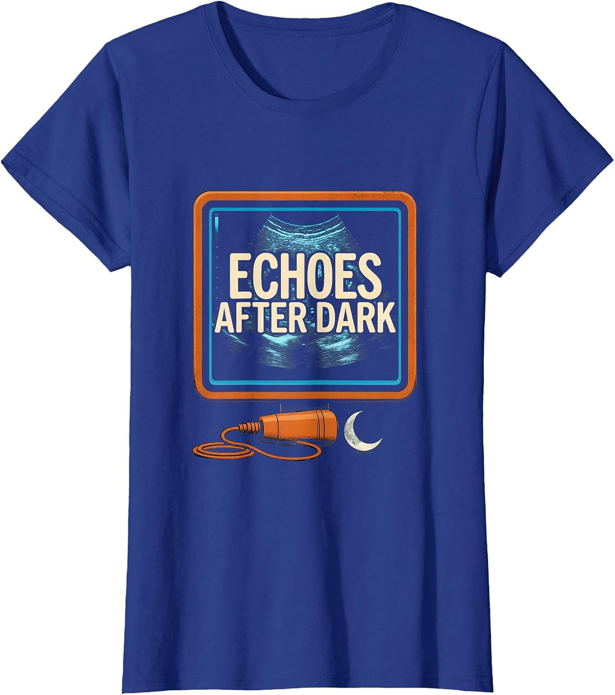 Women's Echoes After Dark Screenprint Sonographer Halloween T-Shirt - Royal Blue