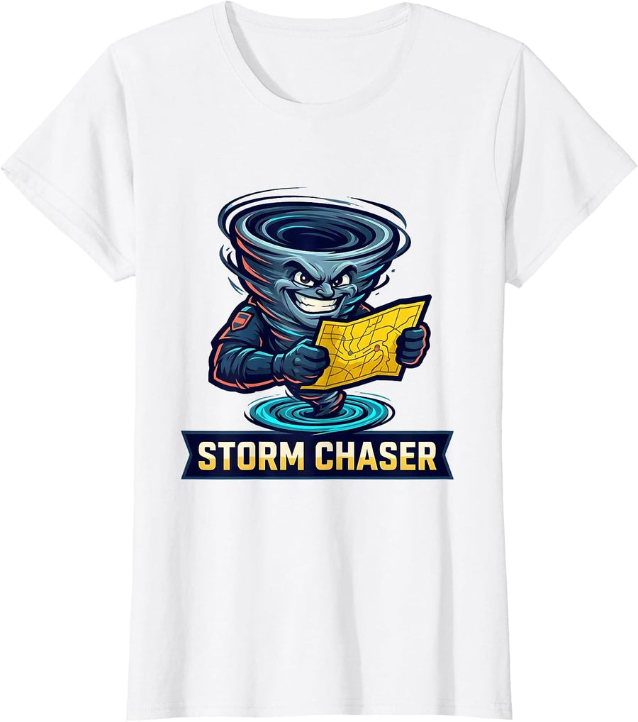 Women's Storm Chaser Meteorologist Tornado Chaser Weather Enthusiast T-Shirt - White