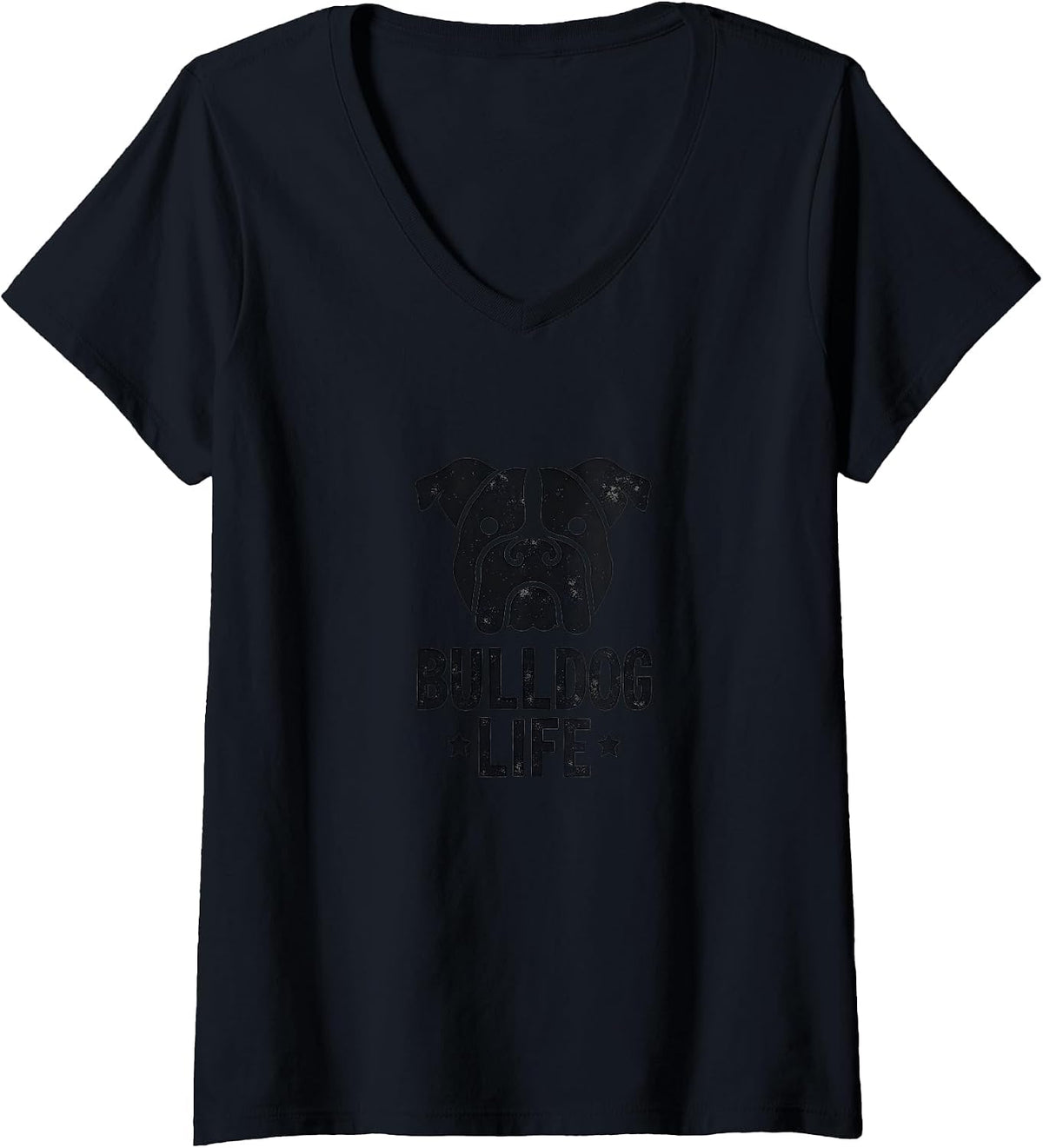 Women's Bulldog Strong: Tough Canine Companion for Dog Lovers V-Neck T-Shirt - Black