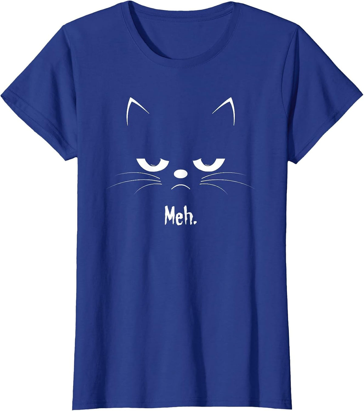 Sarcastic Funny Angry Cat Meh Halloween Costume T-Shirt - Royal Blue