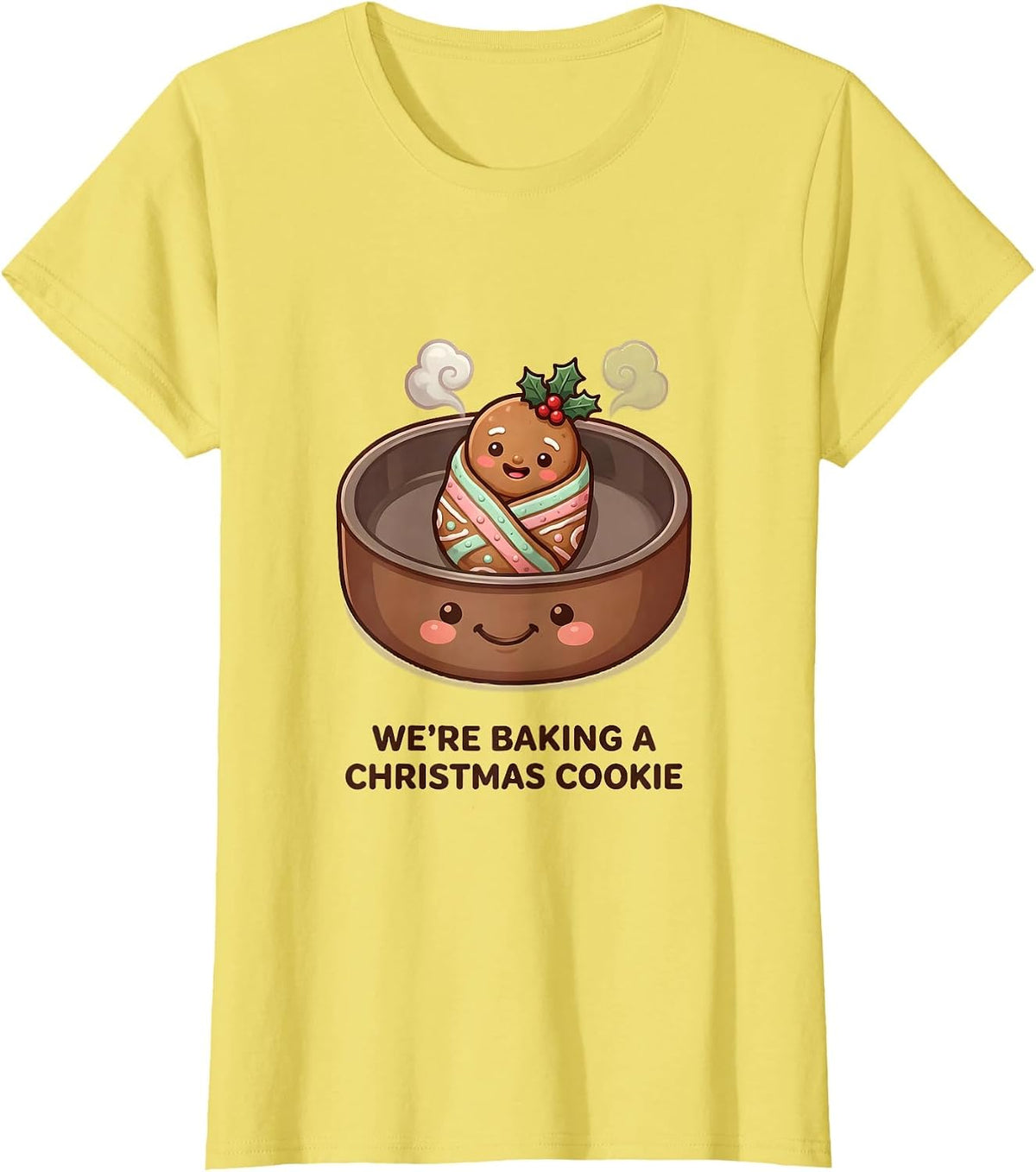 We're Baking A Christmas Cookie Cute Kawaii Pregnancy T-Shirt - Lemon Yellow