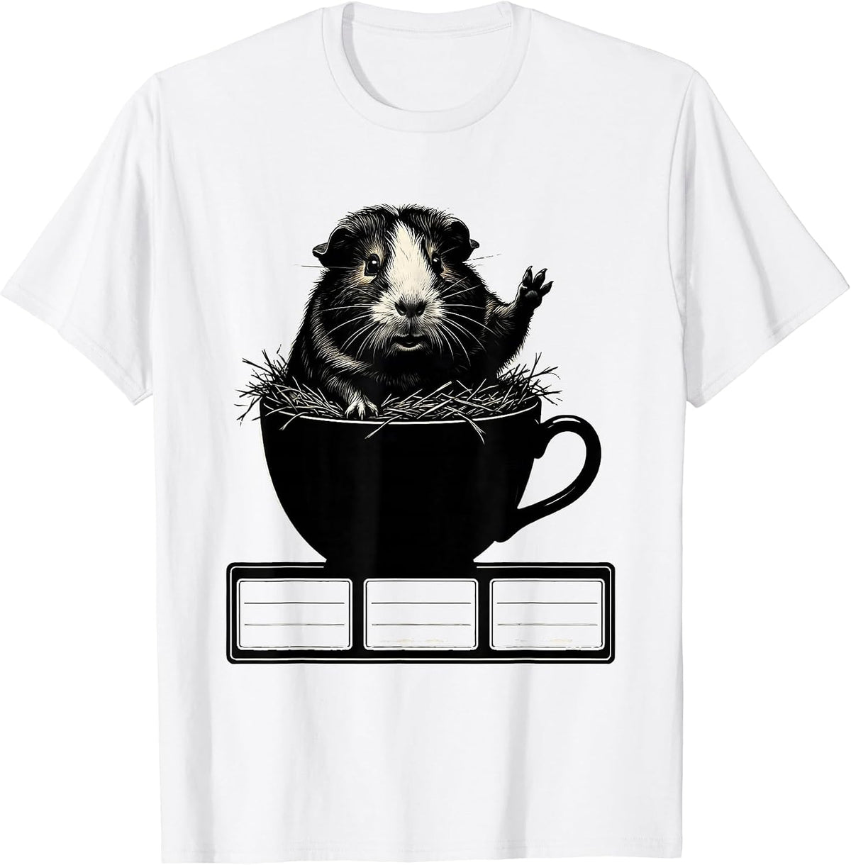Men's Guinea Pig In Teacup Cute Cavy Lover Cartoon Humor T-Shirt - White