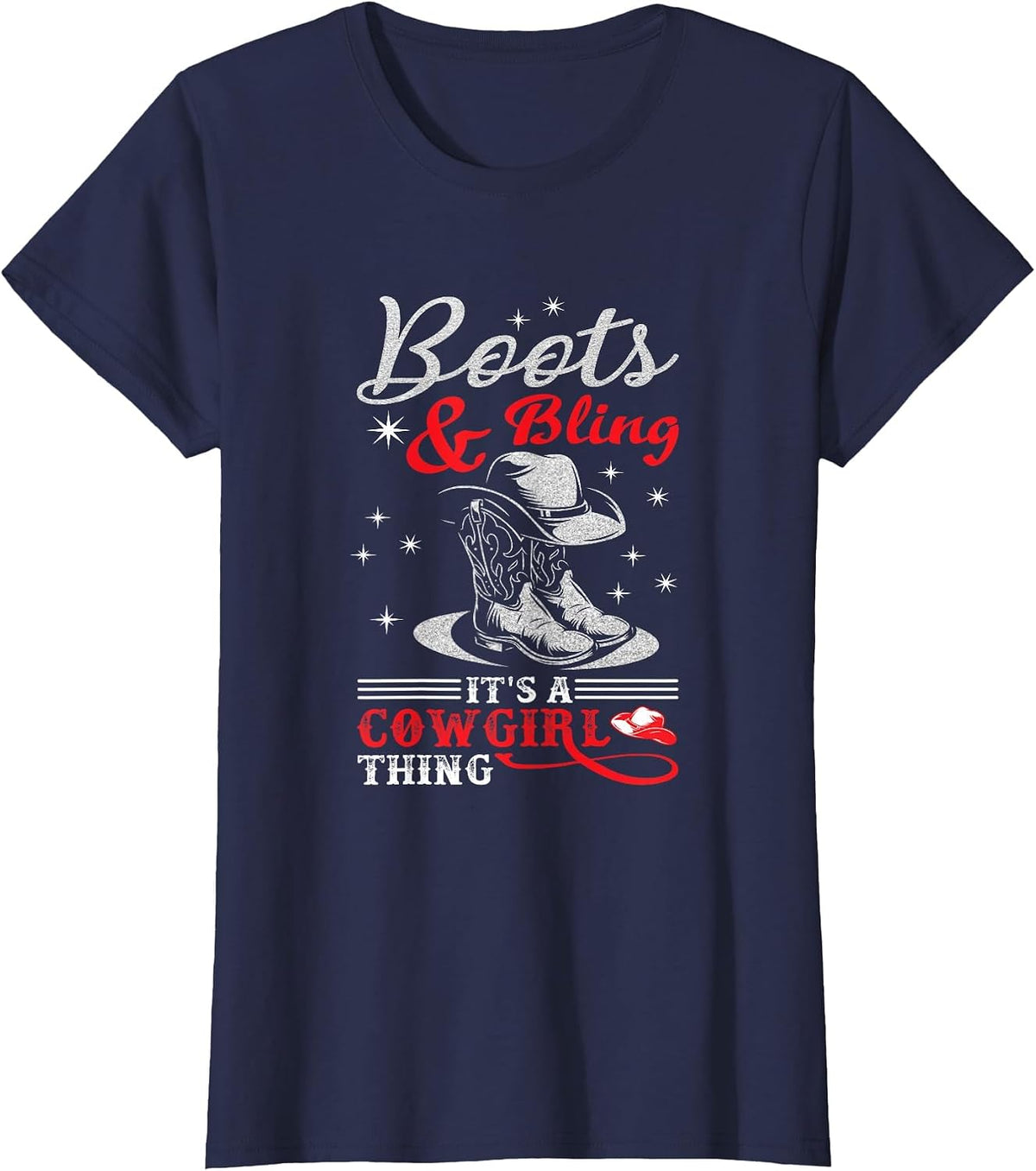 Boots & Bling It's a Cowgirl Thing Western T-Shirt - Navy Blue