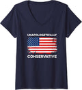 Women's Unapologetically Conservative Vote Patriotic Conservatives V-Neck T-Shirt - Navy Blue