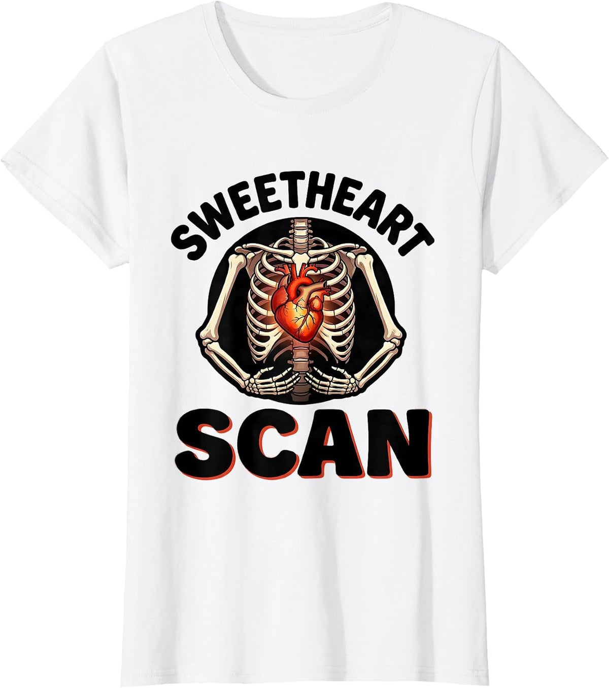 Sweetheart Scan Funny Radiology Tech Valentine Skeleton T-Shirt - White