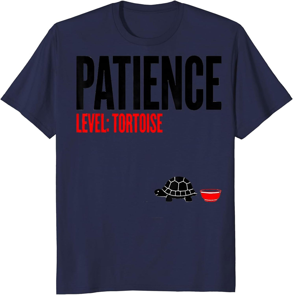 Patience Level Tortoise Funny Sea Turtle Lover Animal Humor T-Shirt - Navy Blue