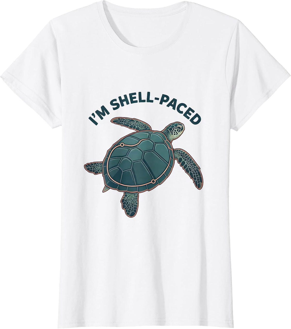 Women's I’m Shell-Paced Funny Sea Turtle Lover Ocean Animal Humor T-Shirt - White