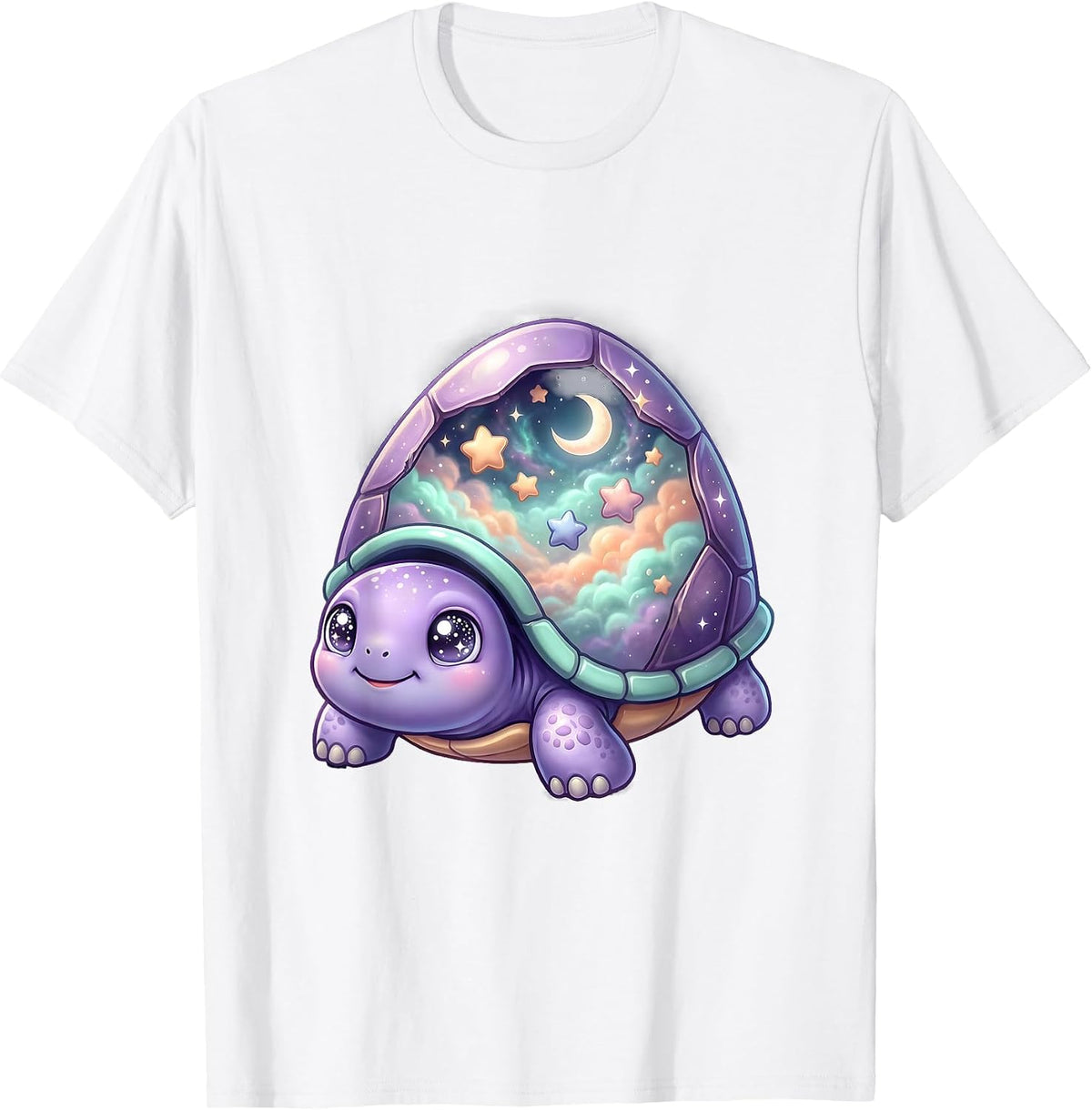 Men's Cosmic Turtle Shell Galaxy Universe Design T-Shirt - White
