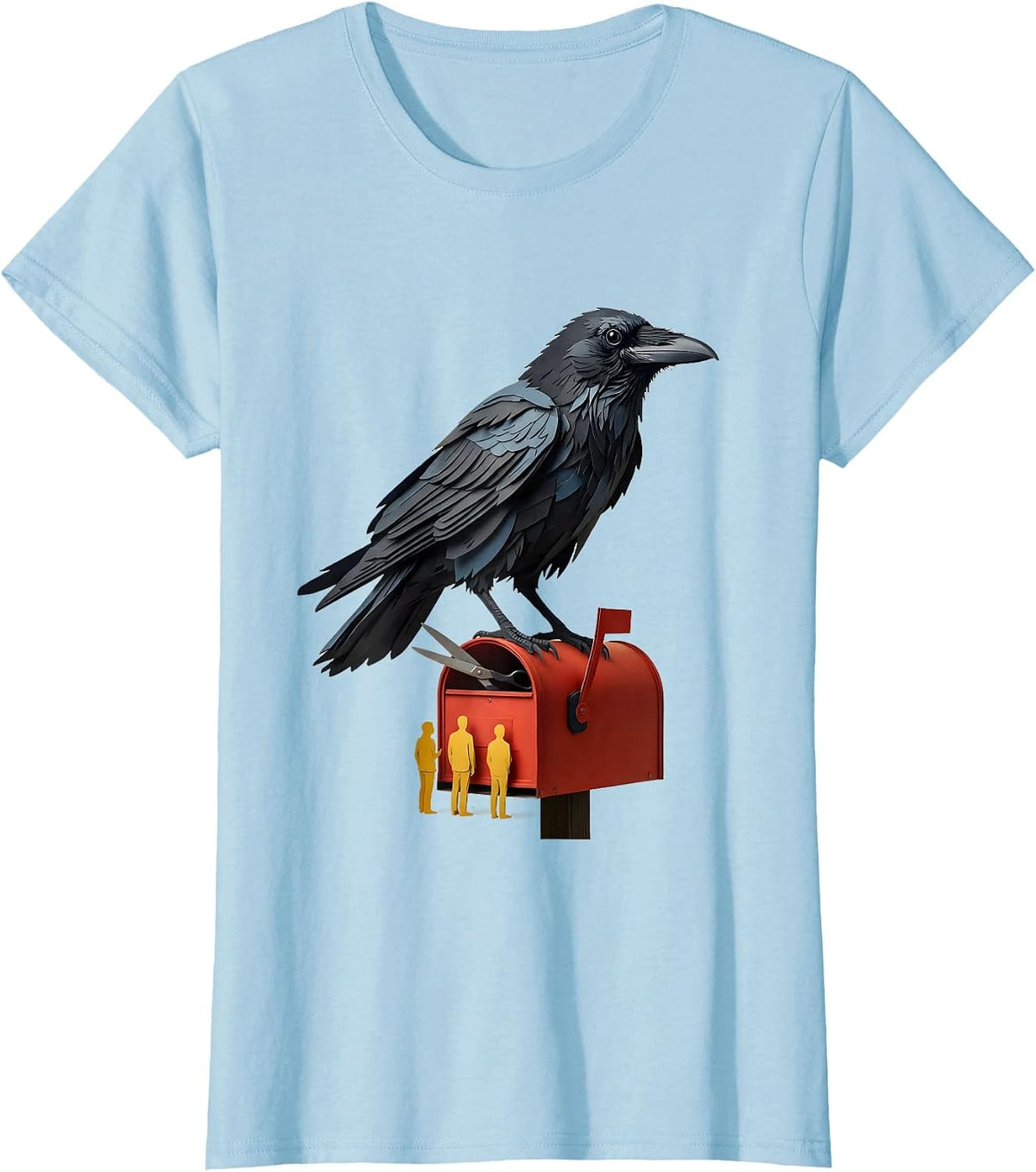 Women's Black Crow Paper Cutout Gothic Humor Crow Lover Gift T-Shirt - Baby Blue