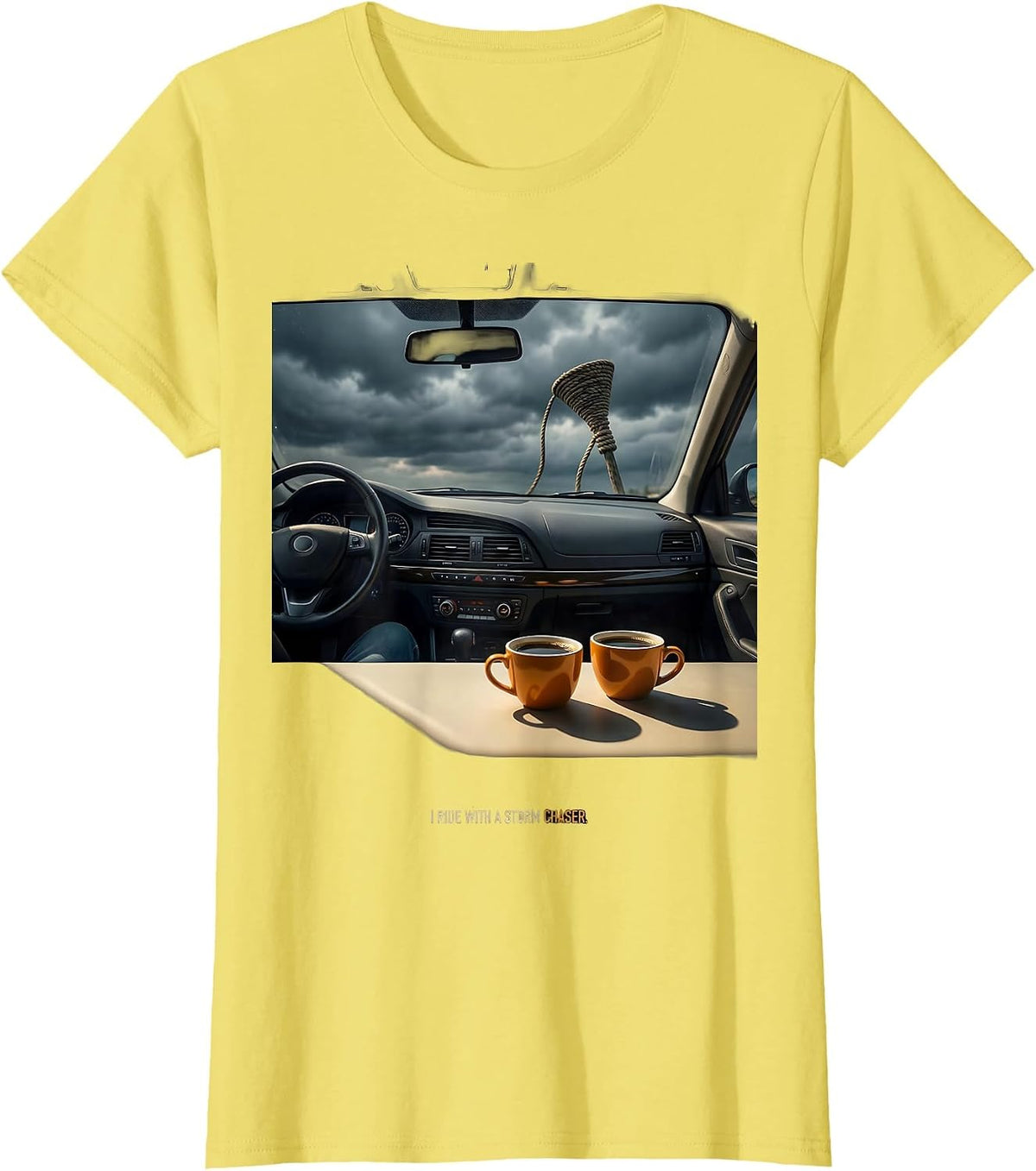 Women's I Ride With A Storm Chaser Funny Tornado Chaser Meteorology T-Shirt - Lemon Yellow