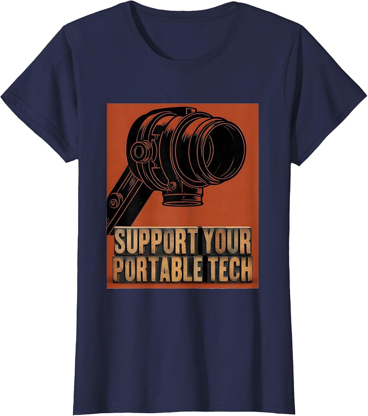 Women's Support Your Portable Tech Funny Radiology Tech Humor T-Shirt - Navy Blue