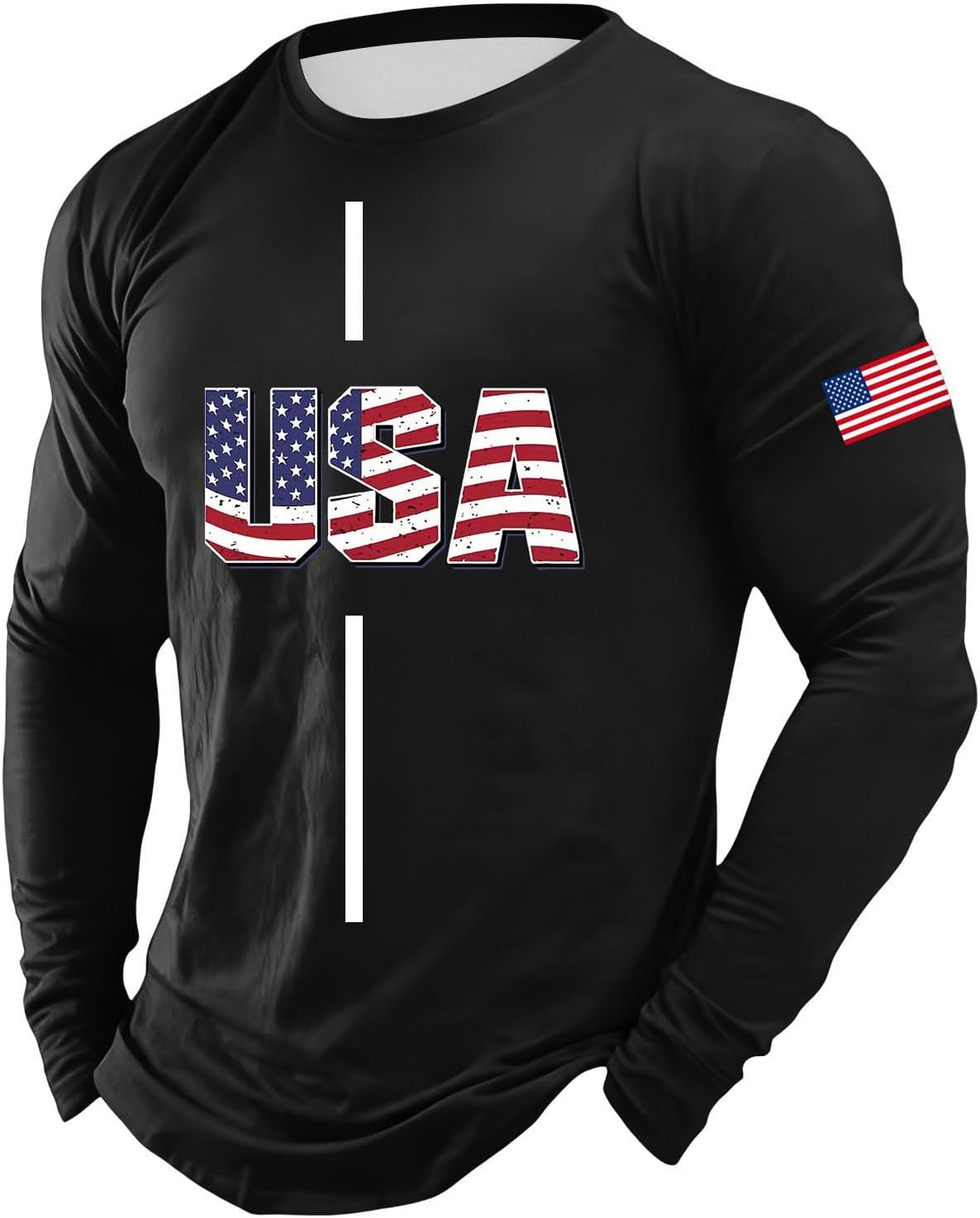 Men's 4th of July T-Shirt American Flag Short Sleeve Tshirt Graphic Shirts - 03-black
