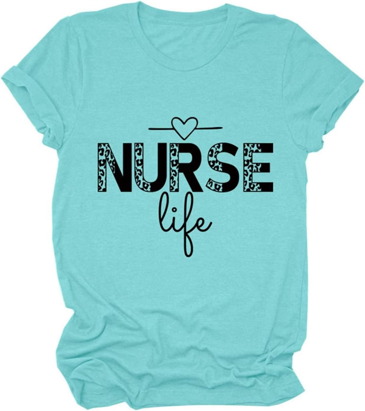 Vintage Nurse Women T-Shirt, Nurse Life Women Letter Printed T Shirt Graphic Nurse Tee Tops - Z1-water Blue