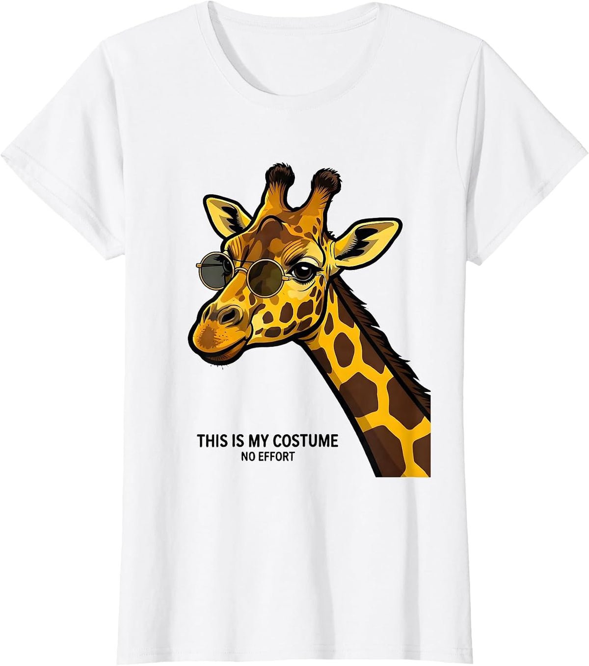 Women's This Is My Costume No Effort Funny Giraffe Sunglasses Safari T-Shirt - White