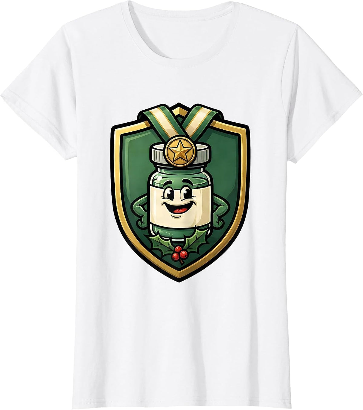 Pharmacy Squad Christmas Badge Cartoon Tech Humor T-Shirt - White