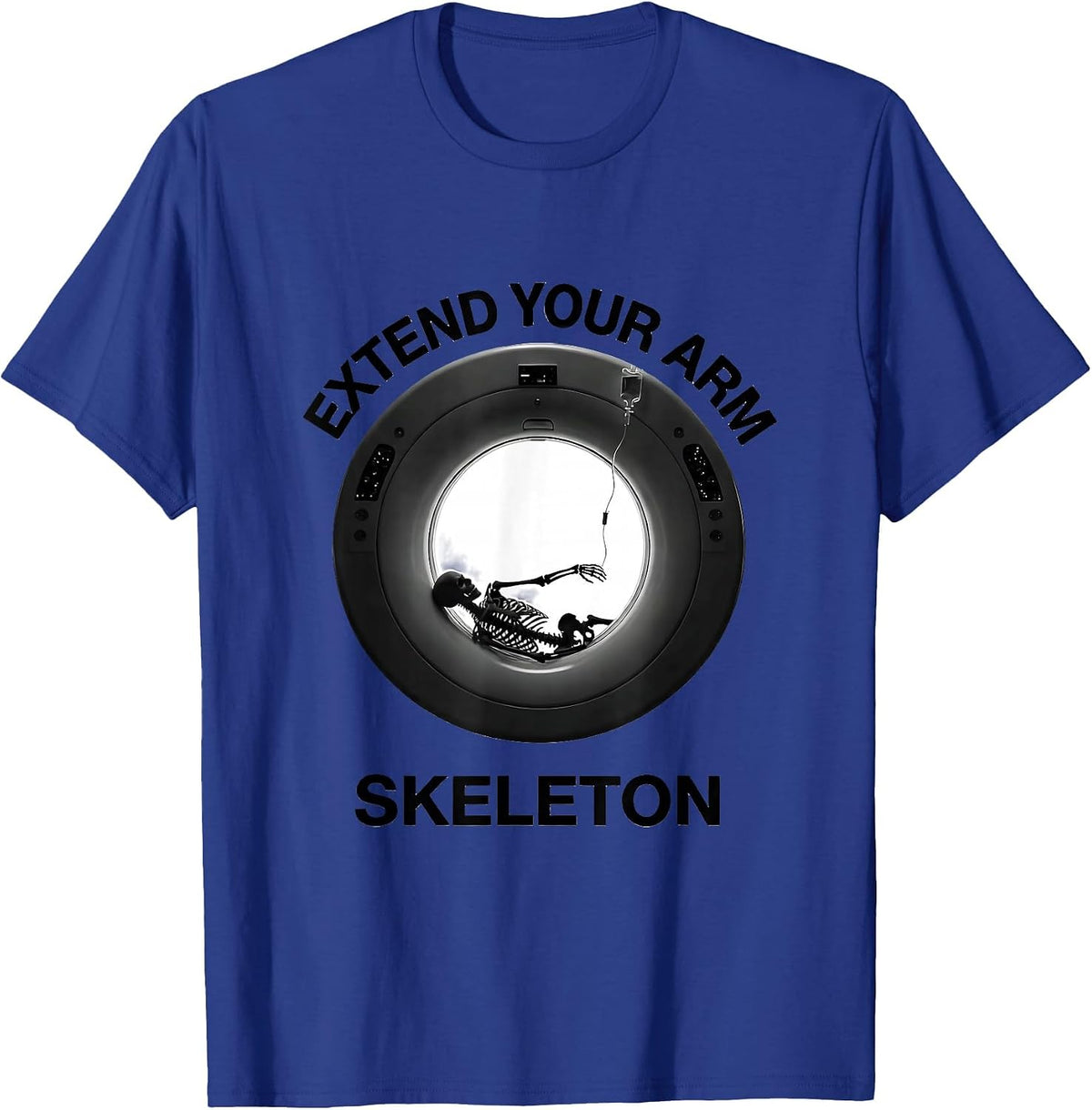 Extend Your Arm Skeleton Funny Radiology Tech Halloween T-Shirt - Royal Blue