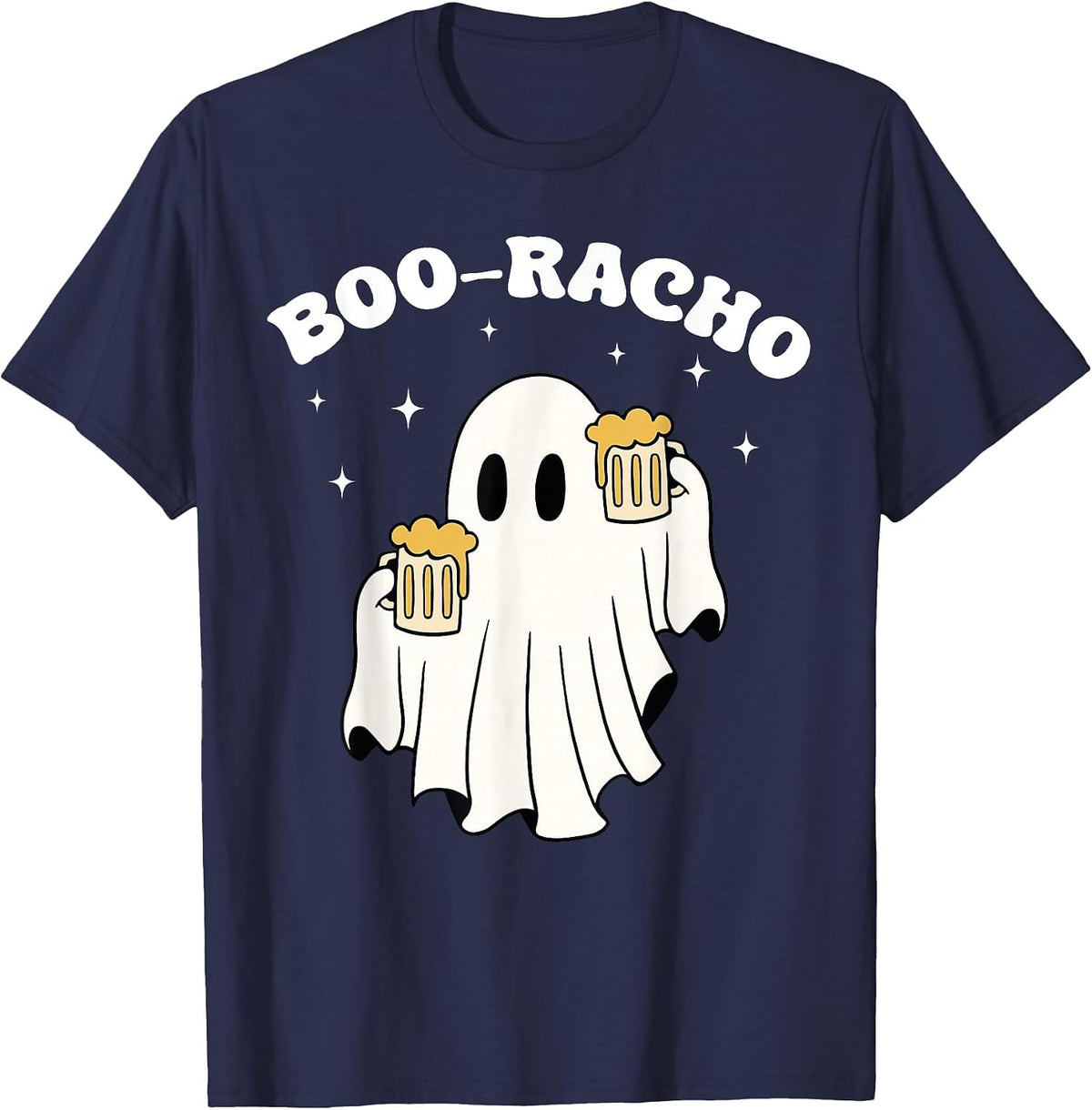 Halloween Drinking Ghost Boo Racho Funny Spanish Party T-Shirt - Navy Blue