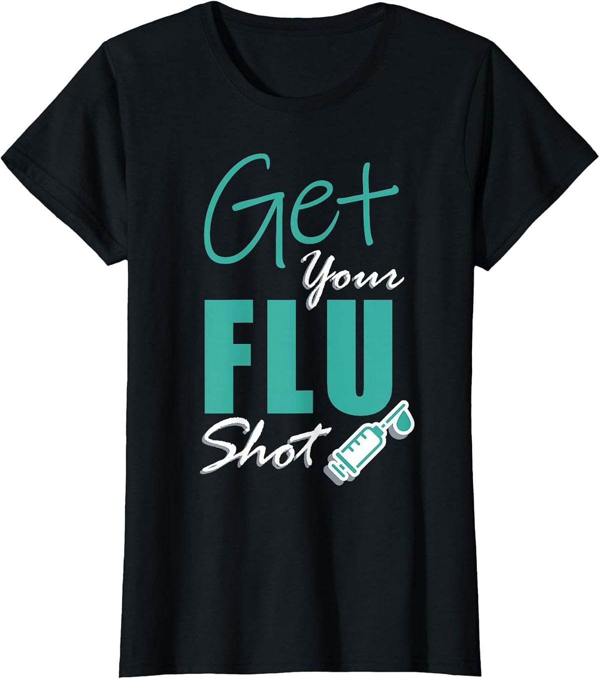 Cute Keep Calm Get Your Flu Shot Funny Nurse Doctor Clinic T-Shirt - Black