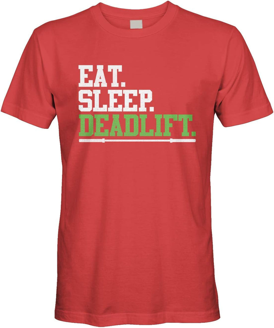 Men's Eat Sleep Deadlift, Funny Workout Gym T-Shirt - Red