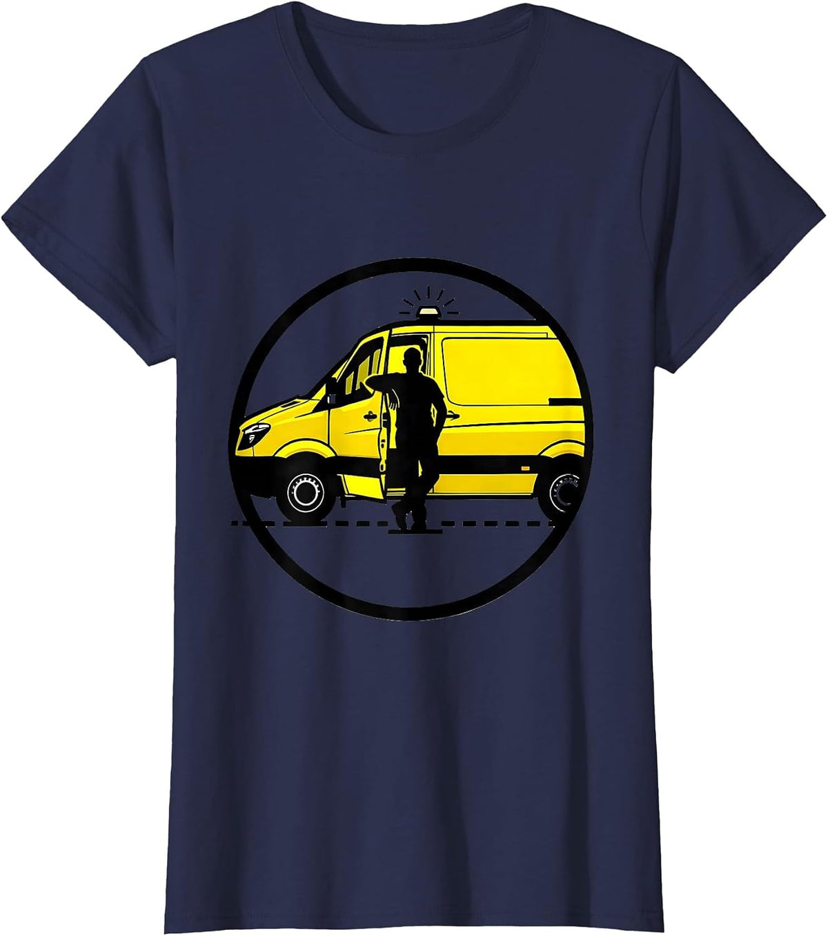 Women's EMS Mannequin Stencil Calm Dark Humor Paramedic Gift T-Shirt - Navy Blue