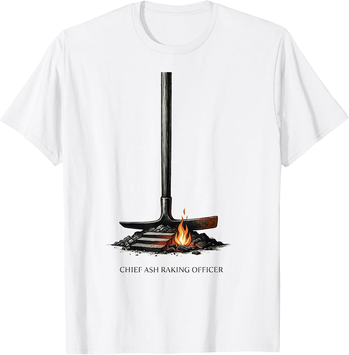 Men's Chief Ash Raking Officer Funny Camping Crew Family Matching T-Shirt - White