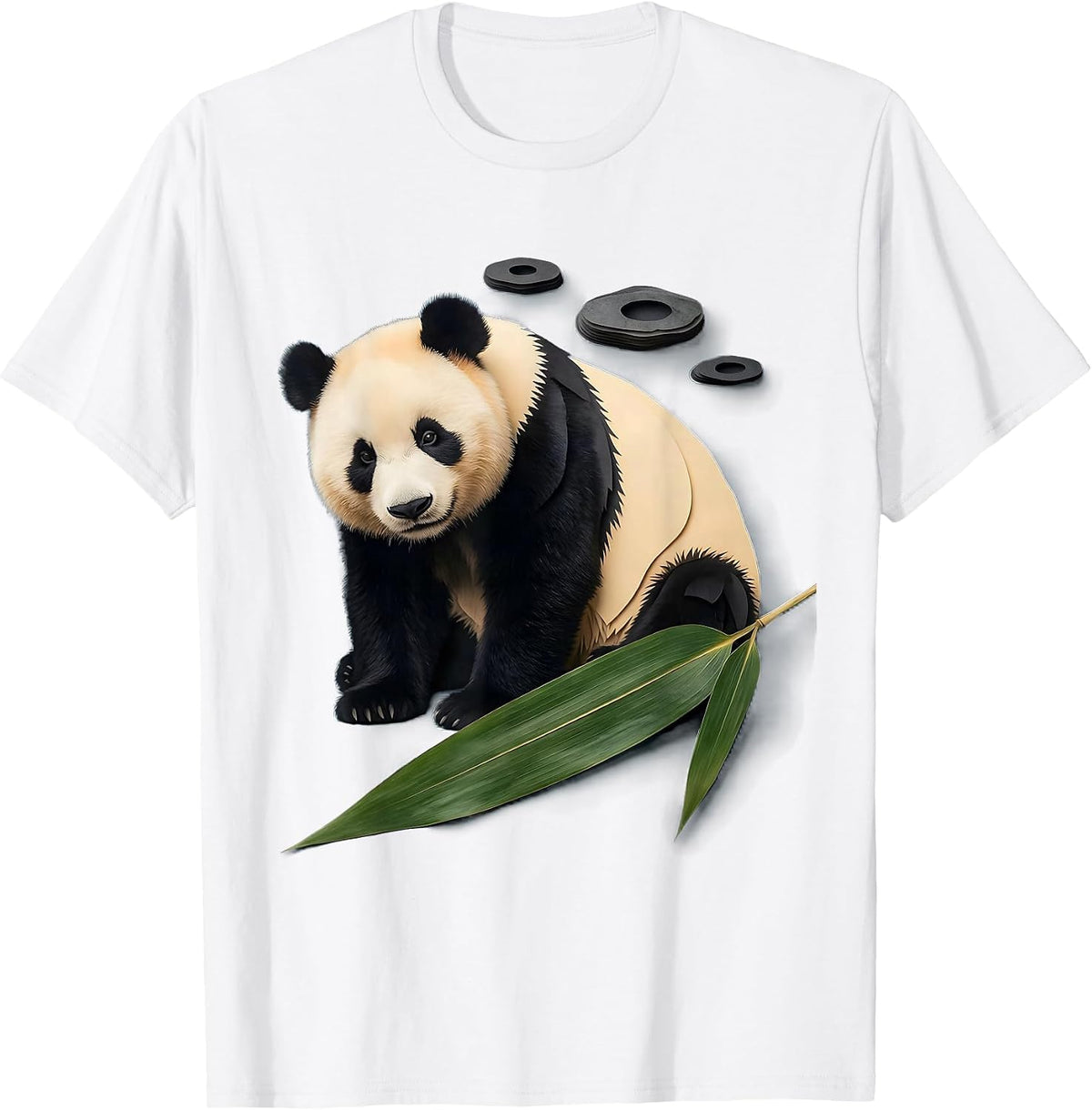 Men's Panda Paper Cutout Cute Kawaii Animal Lover Humor T-Shirt - White