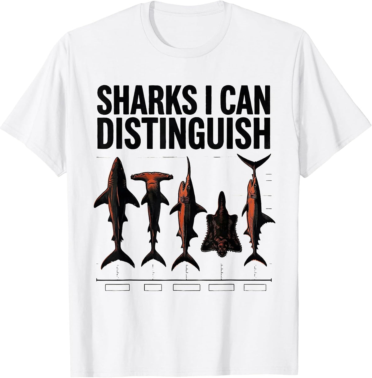 Men's Sharks I Can Distinguish Linocut Marine Biology Enthusiast T-Shirt - White