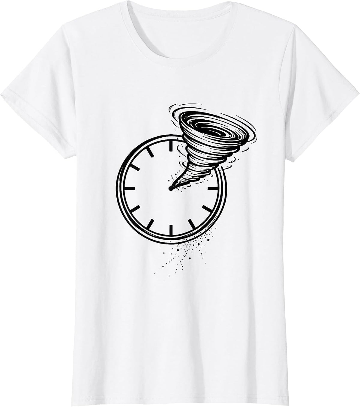 Women's Tornado Clock Line Art Storm Chaser Weather Enthusiast T-Shirt - White