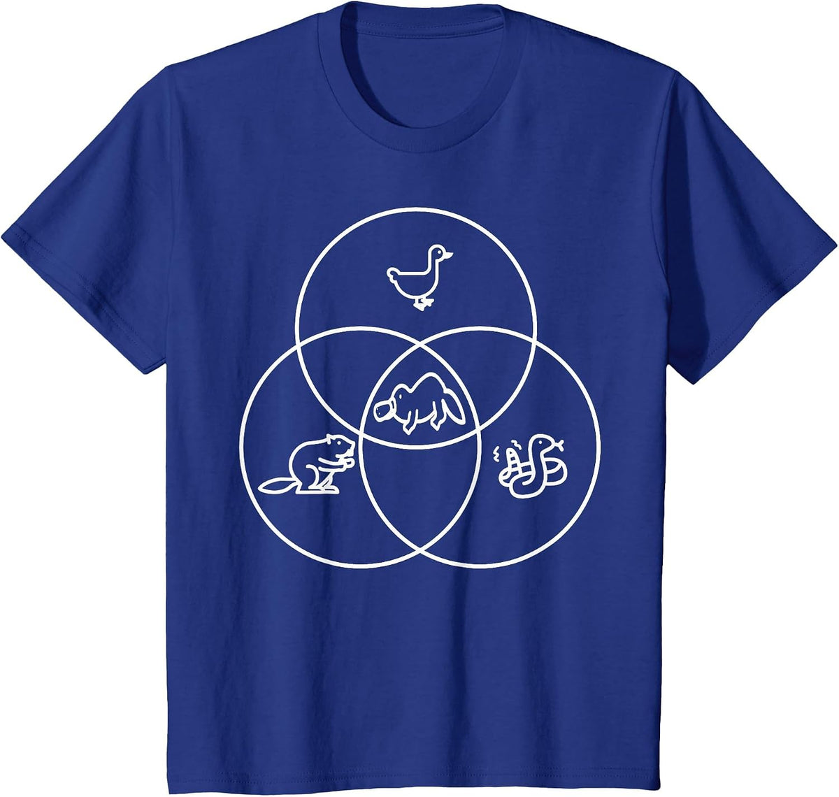 Nerdy Funny Venn Diagram Platypus Statistics Math Teacher T-Shirt - Royal Blue