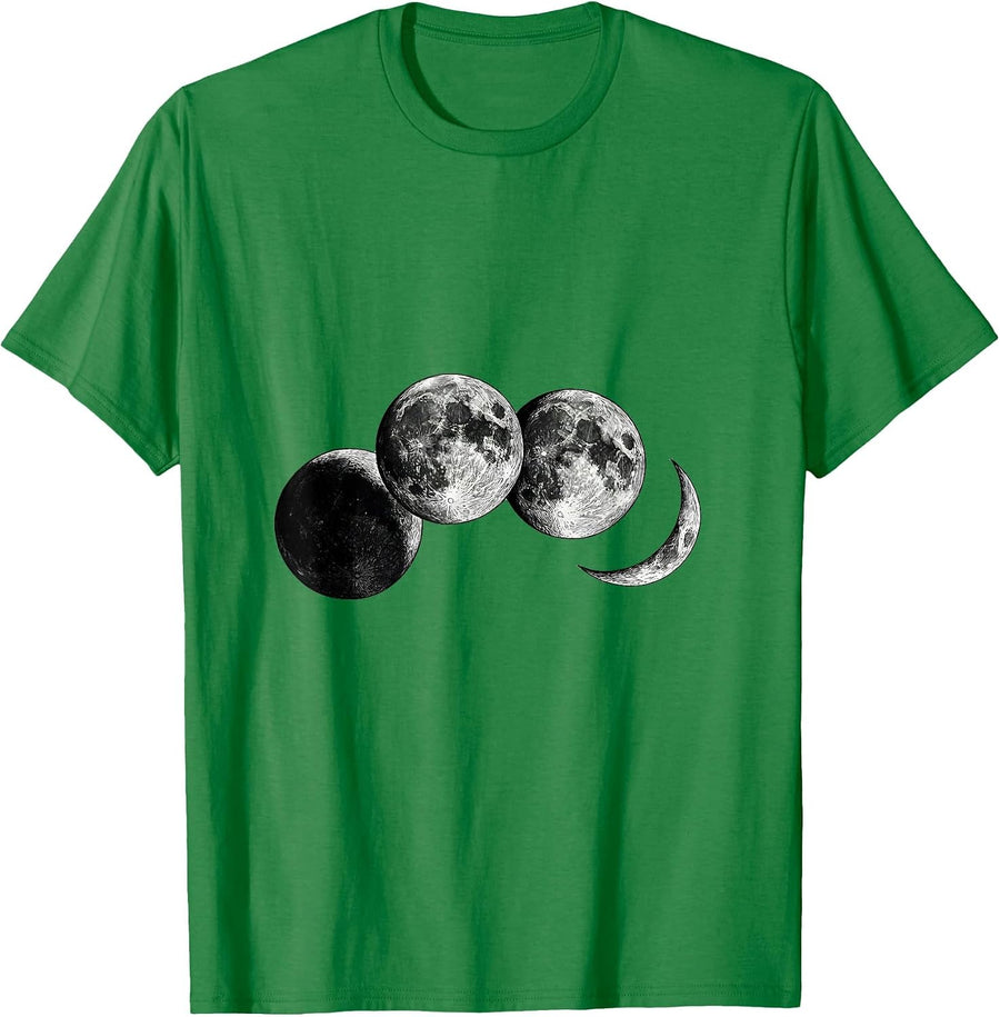 Men's Moon Phases Monochromatic Stoic Philosophy Enthusiast T-Shirt - Kelly Green