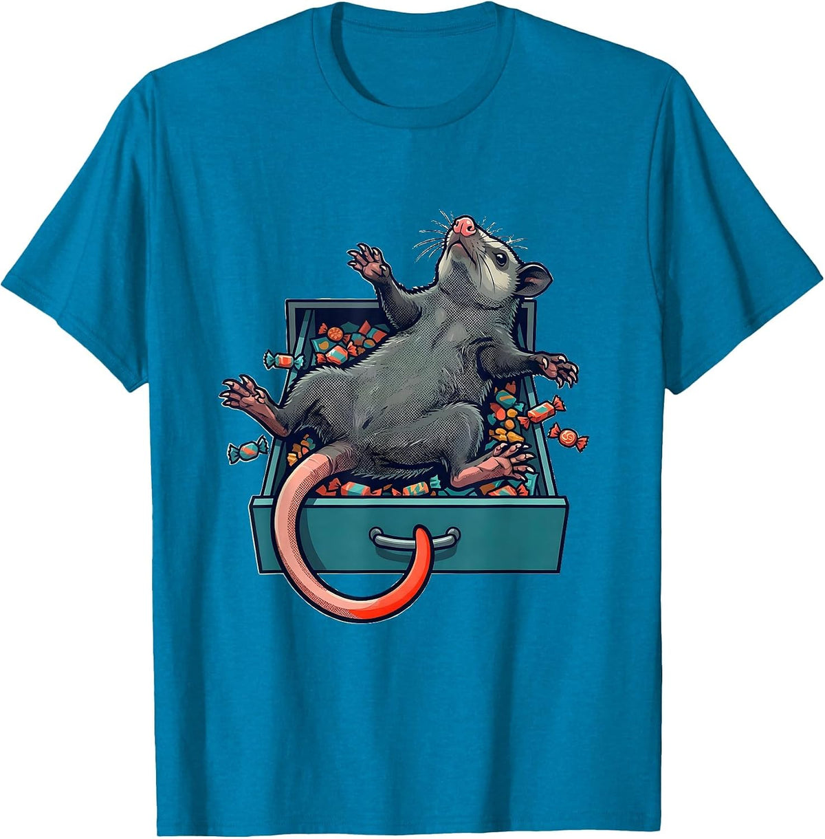 Limp Opossum Snack Drawer Funny Animal Meme T-Shirt - Sapphire Blue