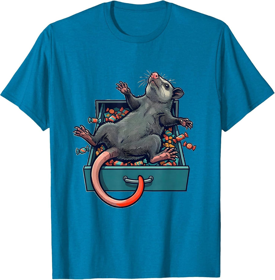 Limp Opossum Snack Drawer Funny Animal Meme T-Shirt - Sapphire Blue