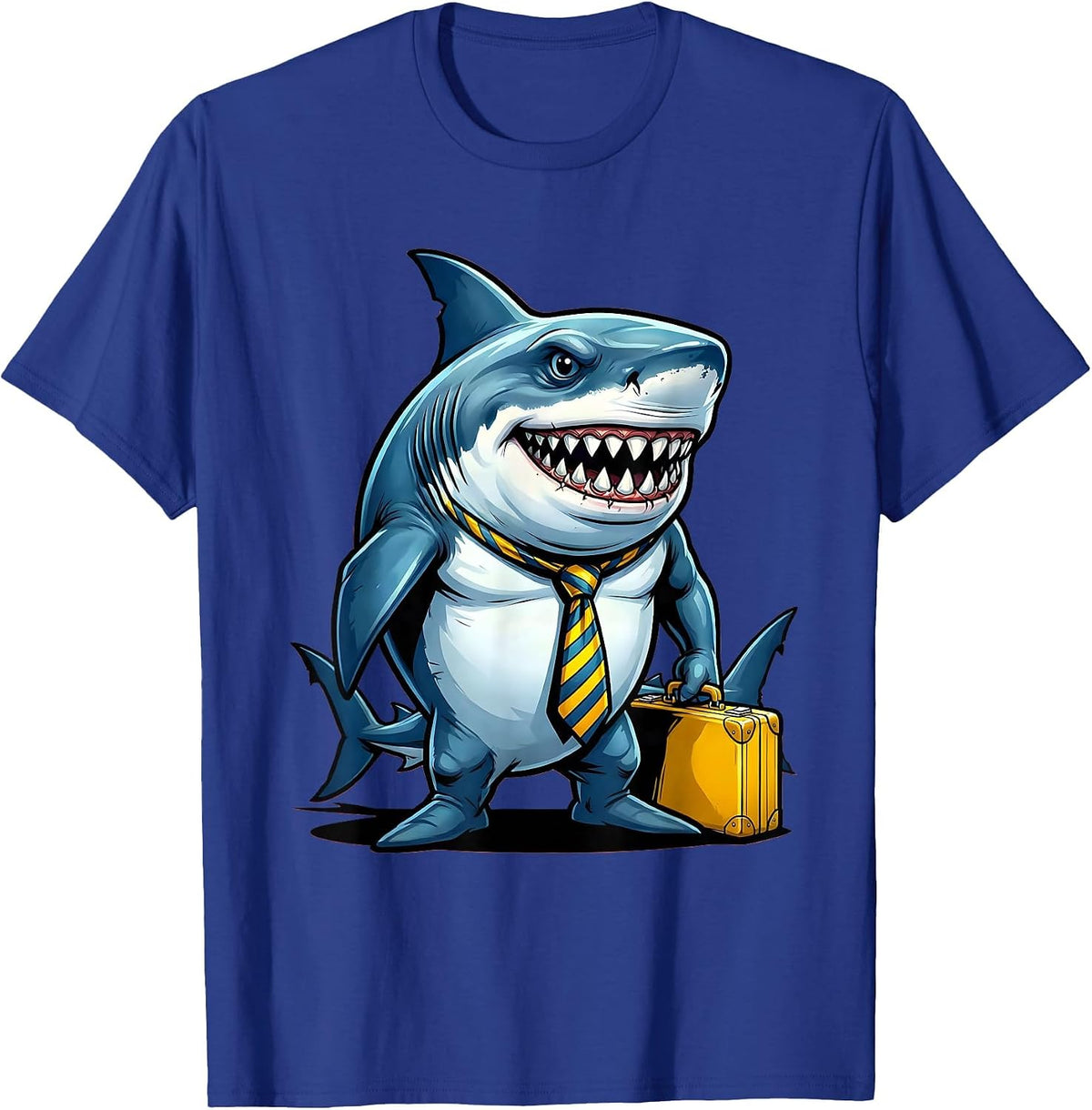Daddy Shark Business Briefcase Graphic T-Shirt - Royal Blue