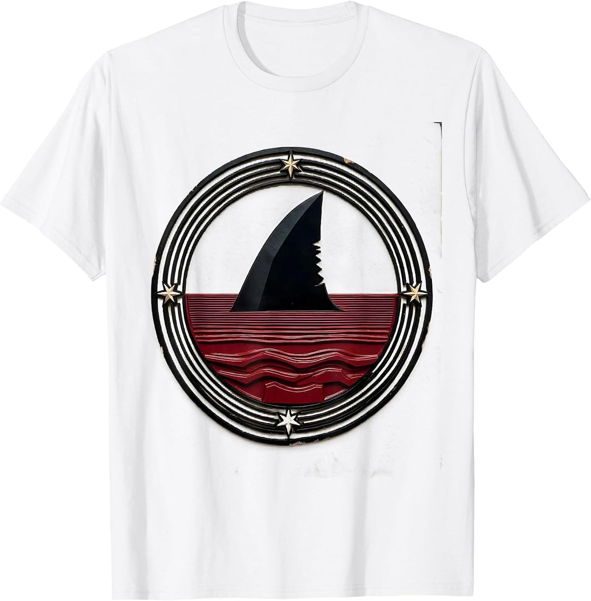 Men's Shark Fin Ocean Surface Graphic T-Shirt - White