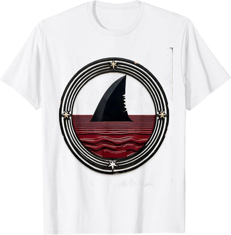 Men's Shark Fin Ocean Surface Graphic T-Shirt - White