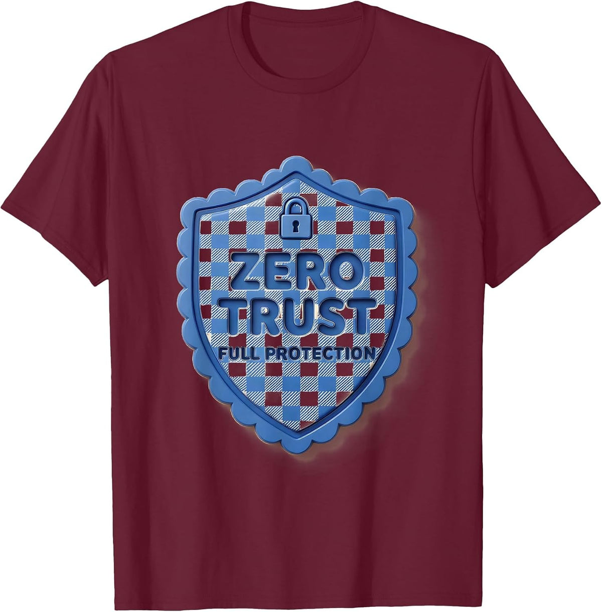 Zero Trust Full Protection Cybersecurity Design T-Shirt - Burgundy