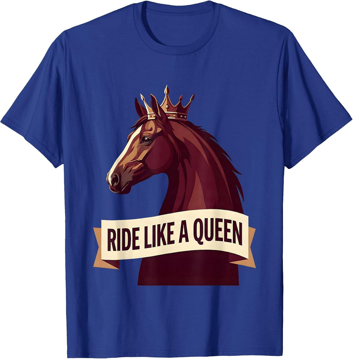 Ride Like a Queen Equestrian Design T-Shirt - Royal Blue