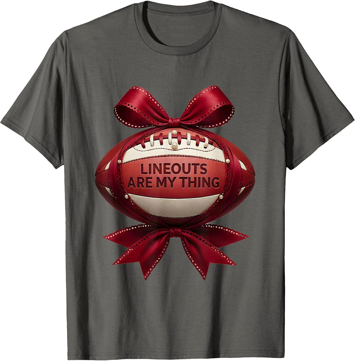 Lineouts Are My Thing Rugby Graphic Design T-Shirt - Asphalt Grey