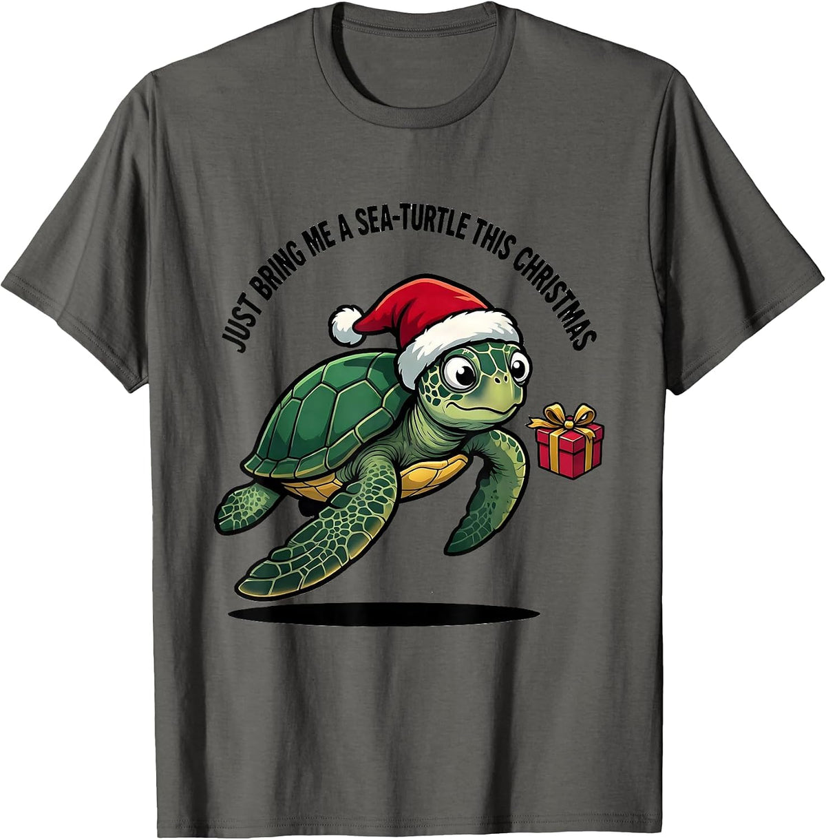 Men's Just Bring Me A Sea Turtle This Christmas Sea Turtle Lover T-Shirt - Asphalt Grey