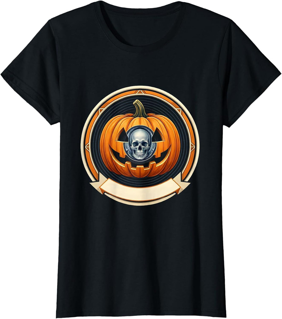 Women's Skull Pumpkin CT Tech Radiology Halloween Humor T-Shirt - Black