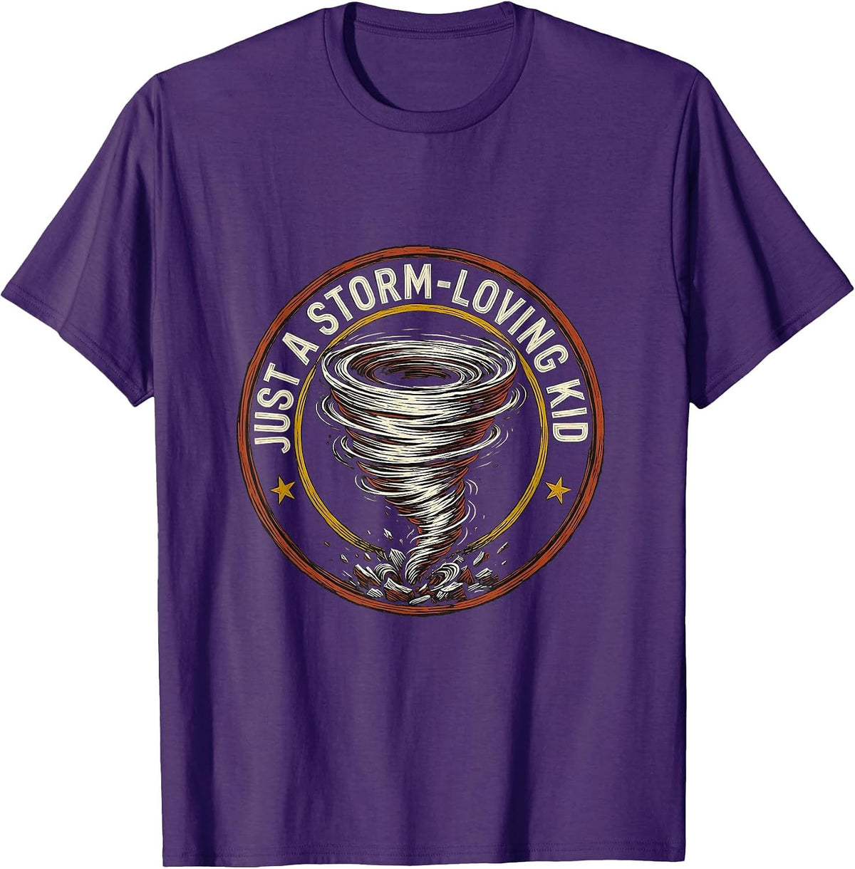 Just A Storm-Loving Kid Funny Tornado Storm Chaser T-Shirt - Purple