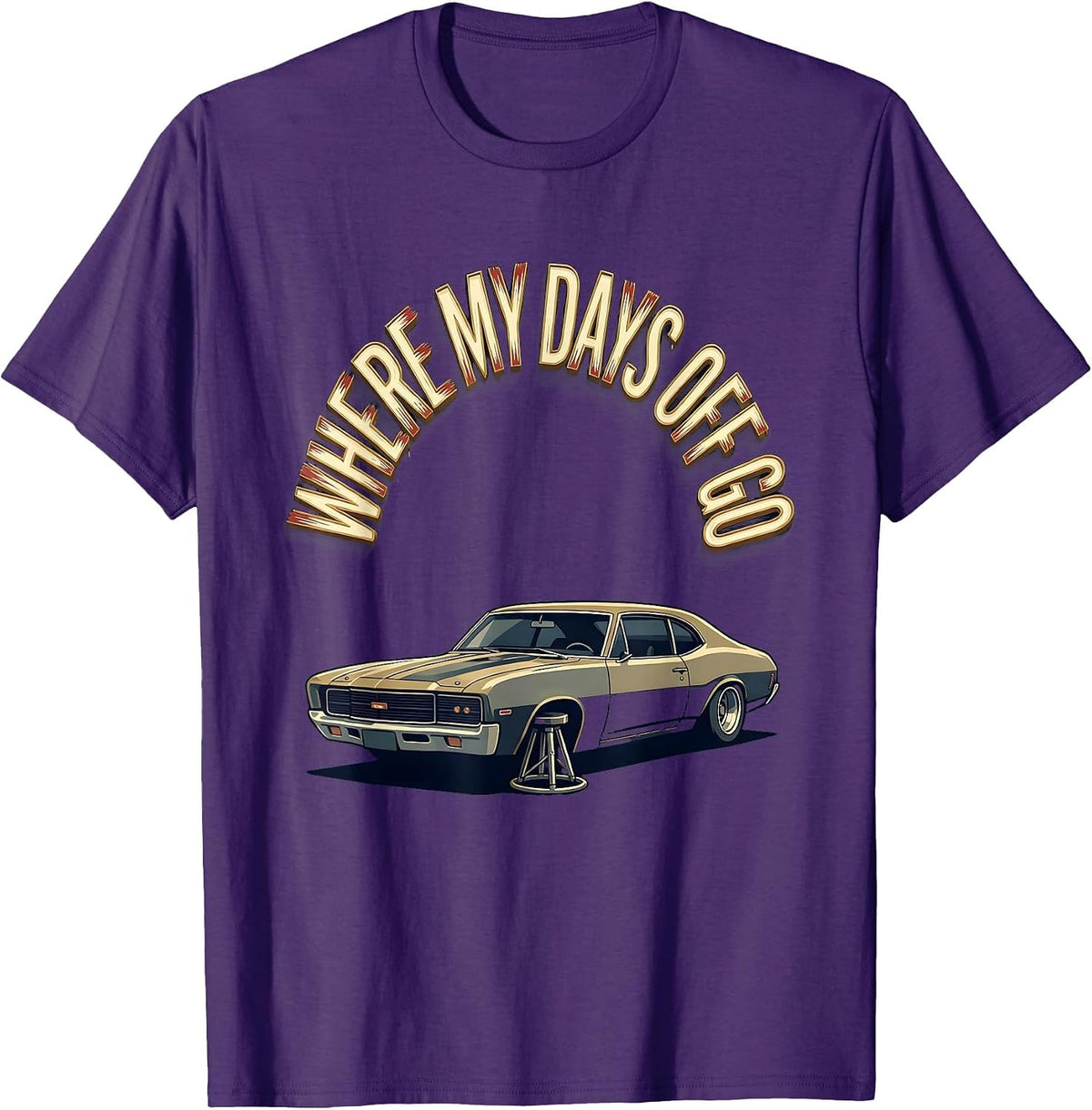 Where My Days Off Go Funny Car Guy Car Enthusiast Mechanic T-Shirt - Purple