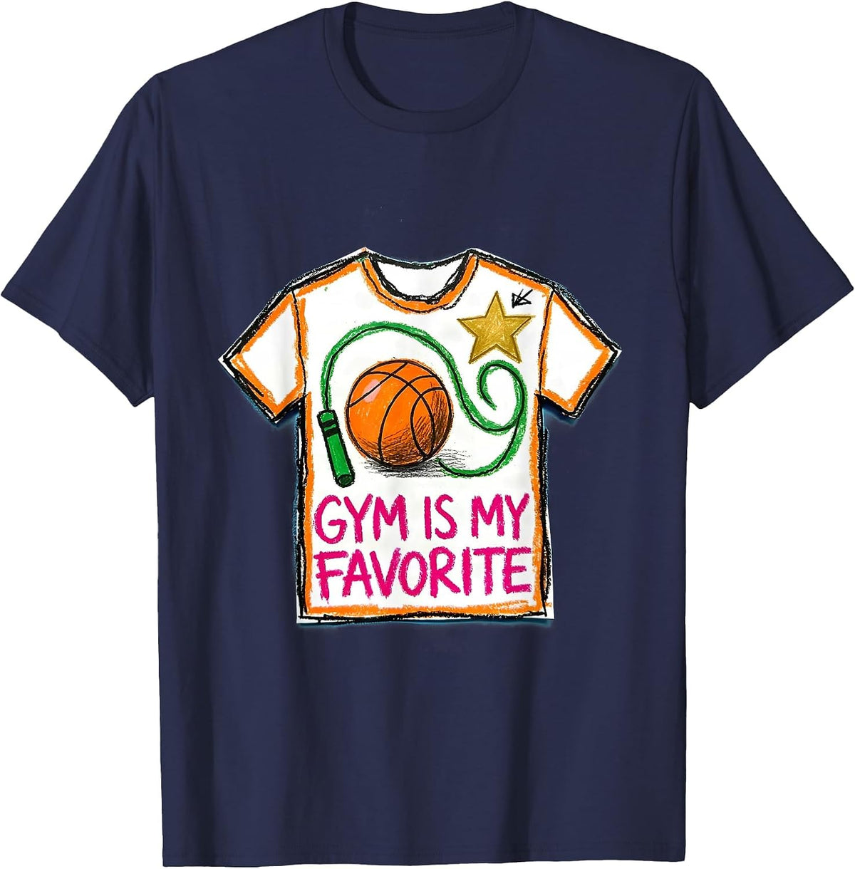 Gym Is My Favorite Naive Kidcore PE Teacher Back To School T-Shirt - Navy Blue
