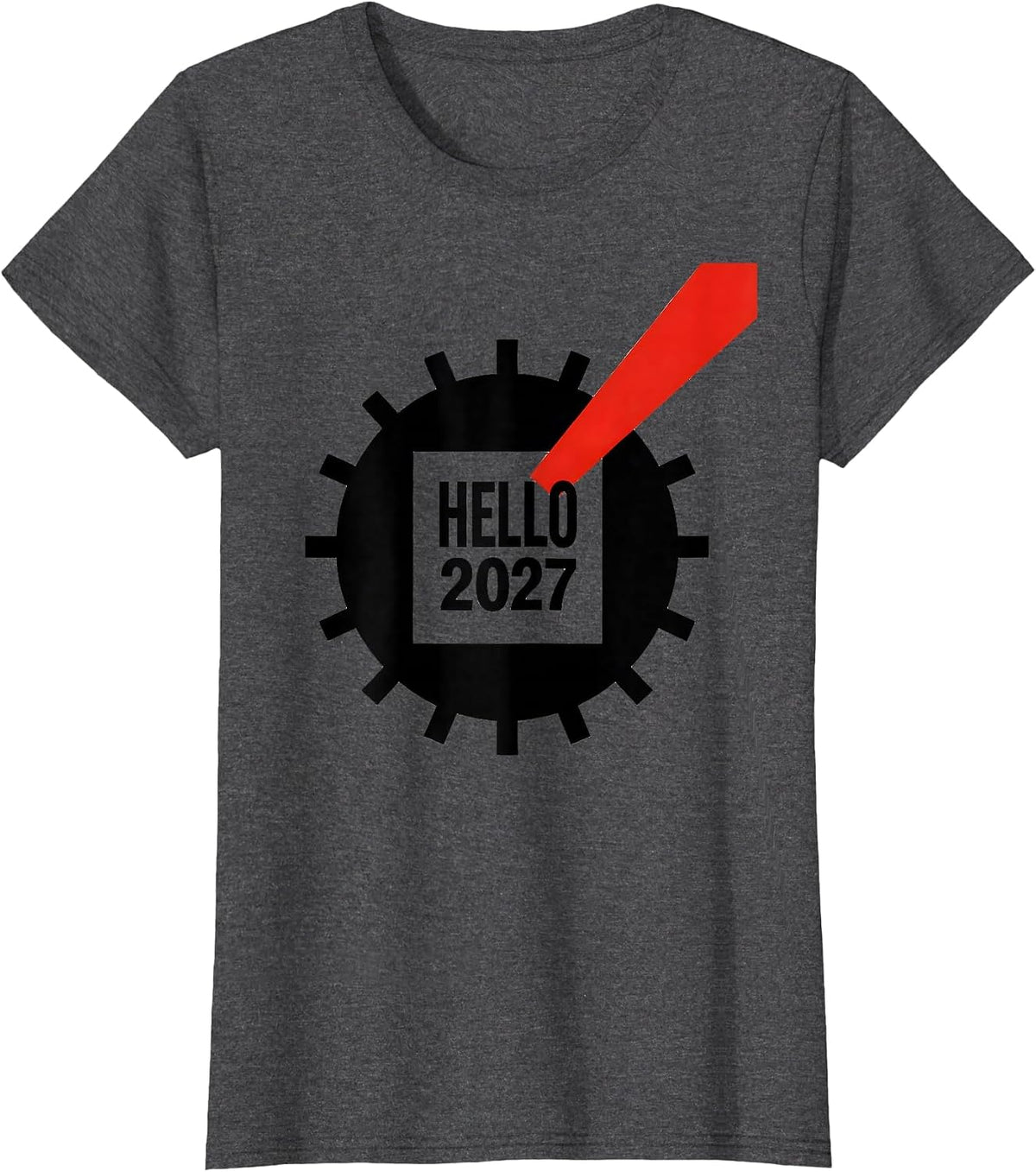 Women's Hello 2027 Bauhaus Modernist Family Matching New Year's Eve T-Shirt - Dark Heather Grey